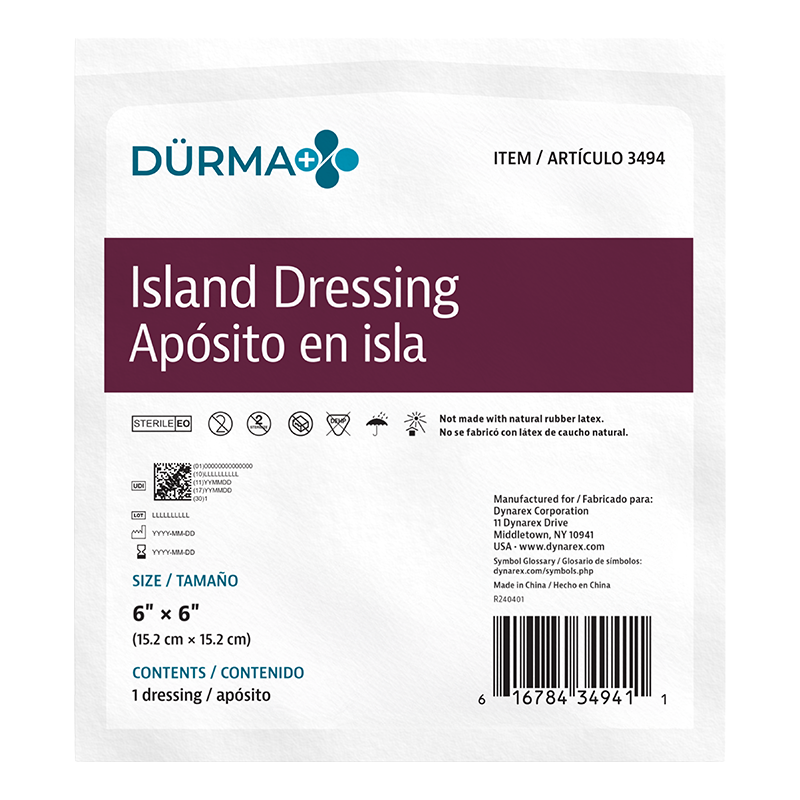 Island Dressing Sterile, 6" x 6" - 25 pcs per Box/6 Boxes per Case