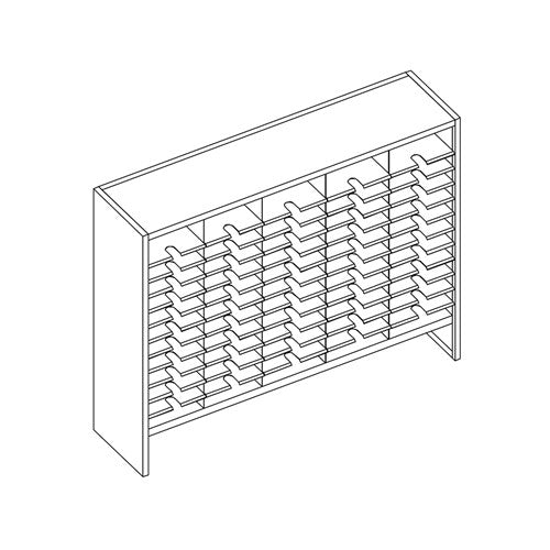 Mailflow Systems Sorter, Closed Back w/ 7" Elevation; 60 Sorting Pockets 15”D without Plexi Doors