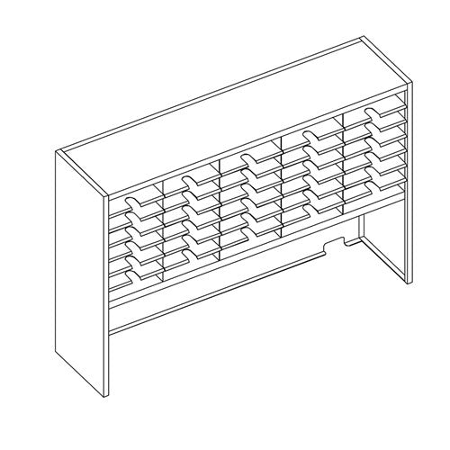 Mailflow Systems Sorter, Closed Back w/ 17" Elevation; 35 Sorting Pockets 15”D without Plexi Doors