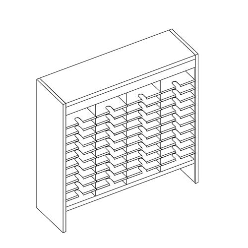 Mailflow Systems Sorter, Open Back w/ 7" Elevation; 44 Sorting Pockets 15”D without Plexi Doors