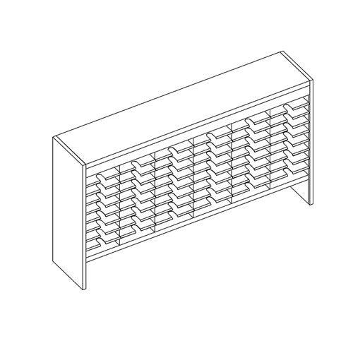 Mailflow Systems Sorter, Open Back w/ 8" Elevation; 54 Sorting Pockets 15”D without Plexi Doors