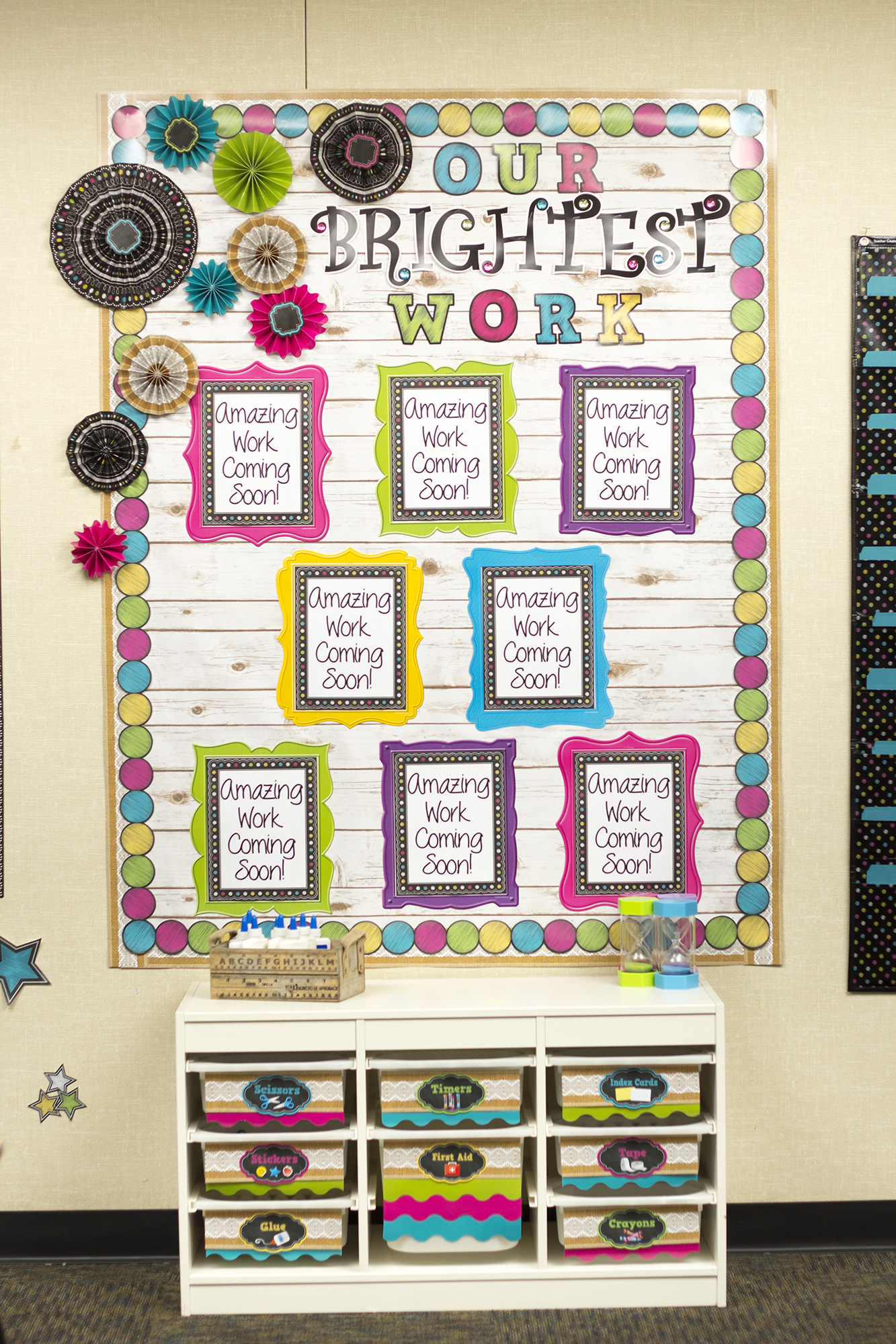 Chalkboard Brights Circles Die-Cut Border Trim