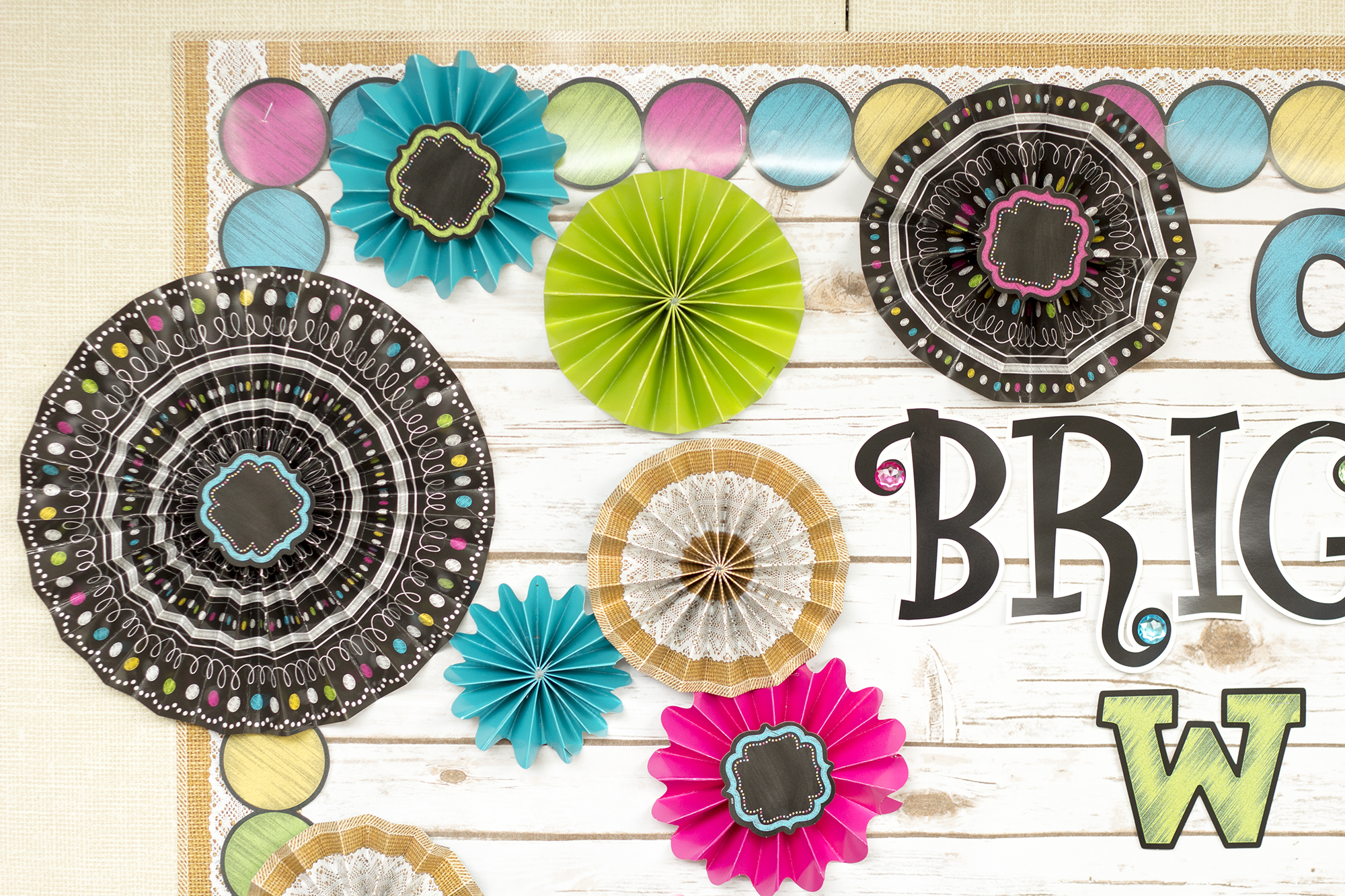 Chalkboard Brights Circles Die-Cut Border Trim