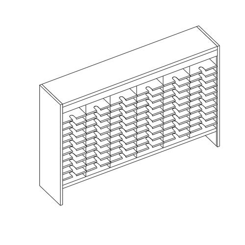 Mailflow Systems Sorter, Open Back w/ 7" Elevation; 66 Sorting Pockets 15”D without Plexi Doors