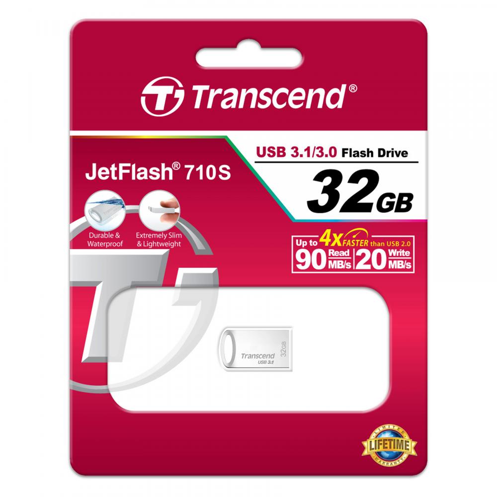 Transcend 32GB JetFlash 710 FlashDrive, Silver