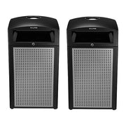 Alpine Industries 40 Gal. Steel All-Weather Outdoor Commercial Trash Can with Ash Tray Lid 2 Pack