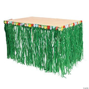 Flowered Green Table Skirt  - 3 Pieces