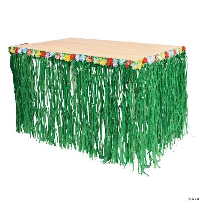 Flowered Green Table Skirt - 3 Pieces
