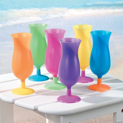 Assorted Neon Hurricane Glasses - 12 Pieces
