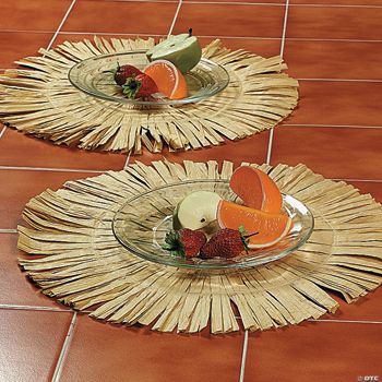 Round Luau Fringe Placemats - 12 Pieces