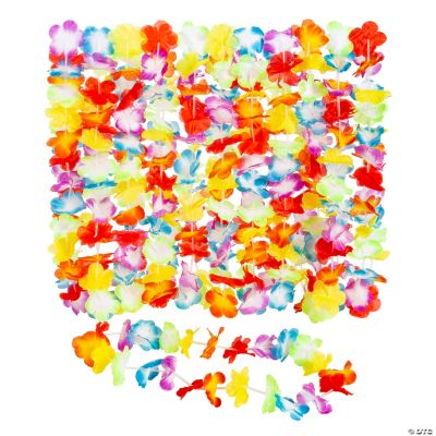 Bright Jumbo Flower Leis - 12 Pieces