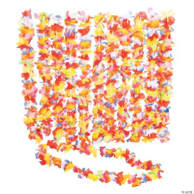 Bright Ruffle Petal Flower Leis - 12 Pieces