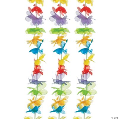 Rainbow Flower Leis - 12 Pieces