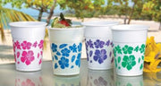 Hibiscus Design Disposable Cups - 50 Pieces