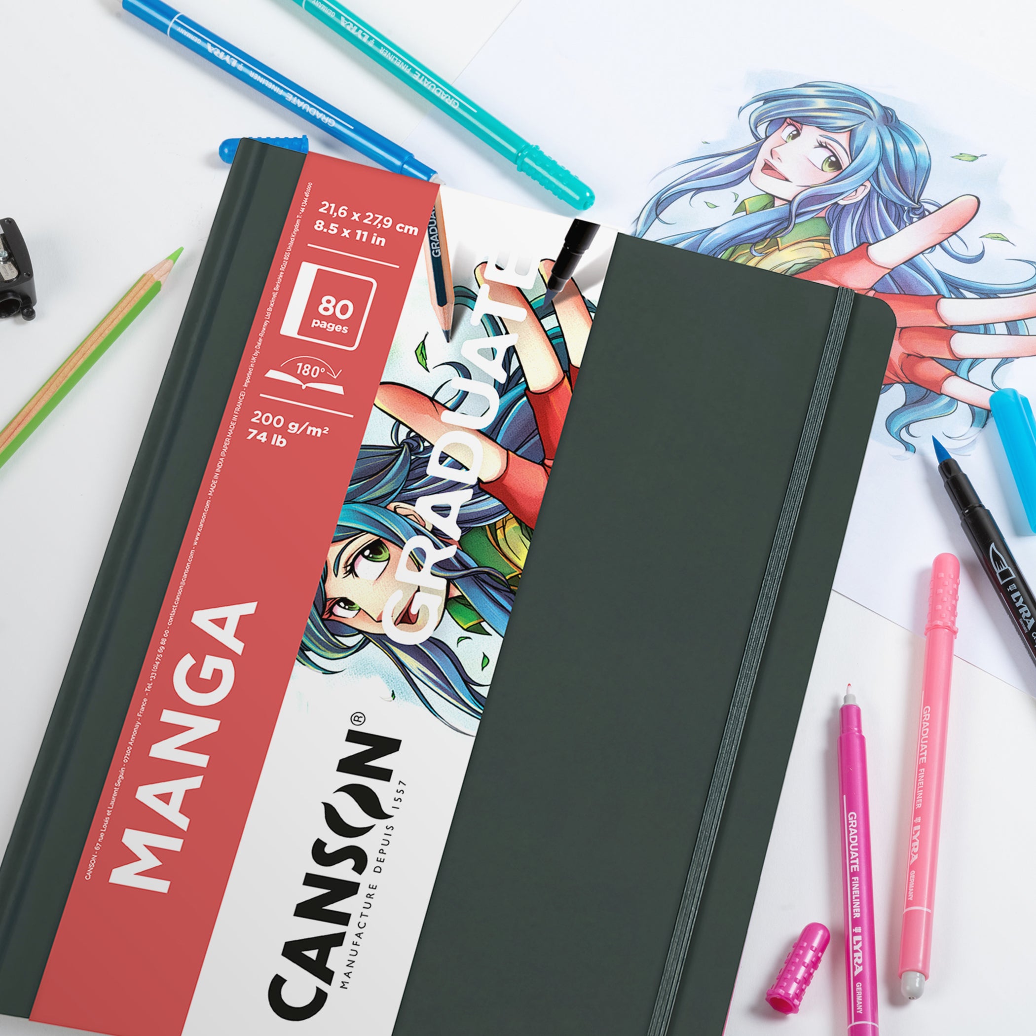 Graduate Manga Art Book, Hard Cover Binding, 40 Sheet, 8.5x11 inch, 1 Count