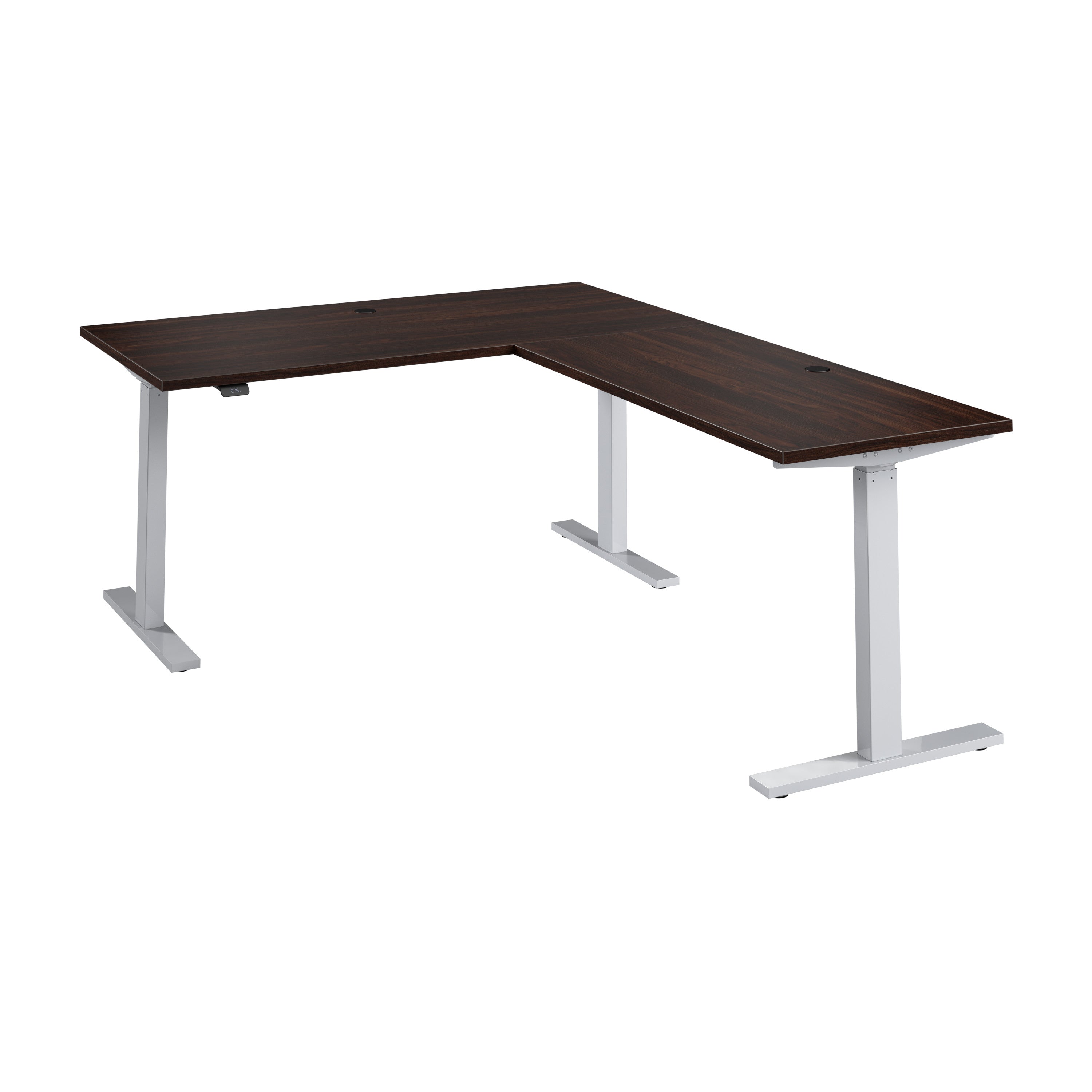 Bush Business Furniture Move 60 Series 60W Height Adjustable L Shaped Standing Desk in Black Walnut with Metallic Gray Base - 59.45" Width x 76.97" Depth x 27.44" Height