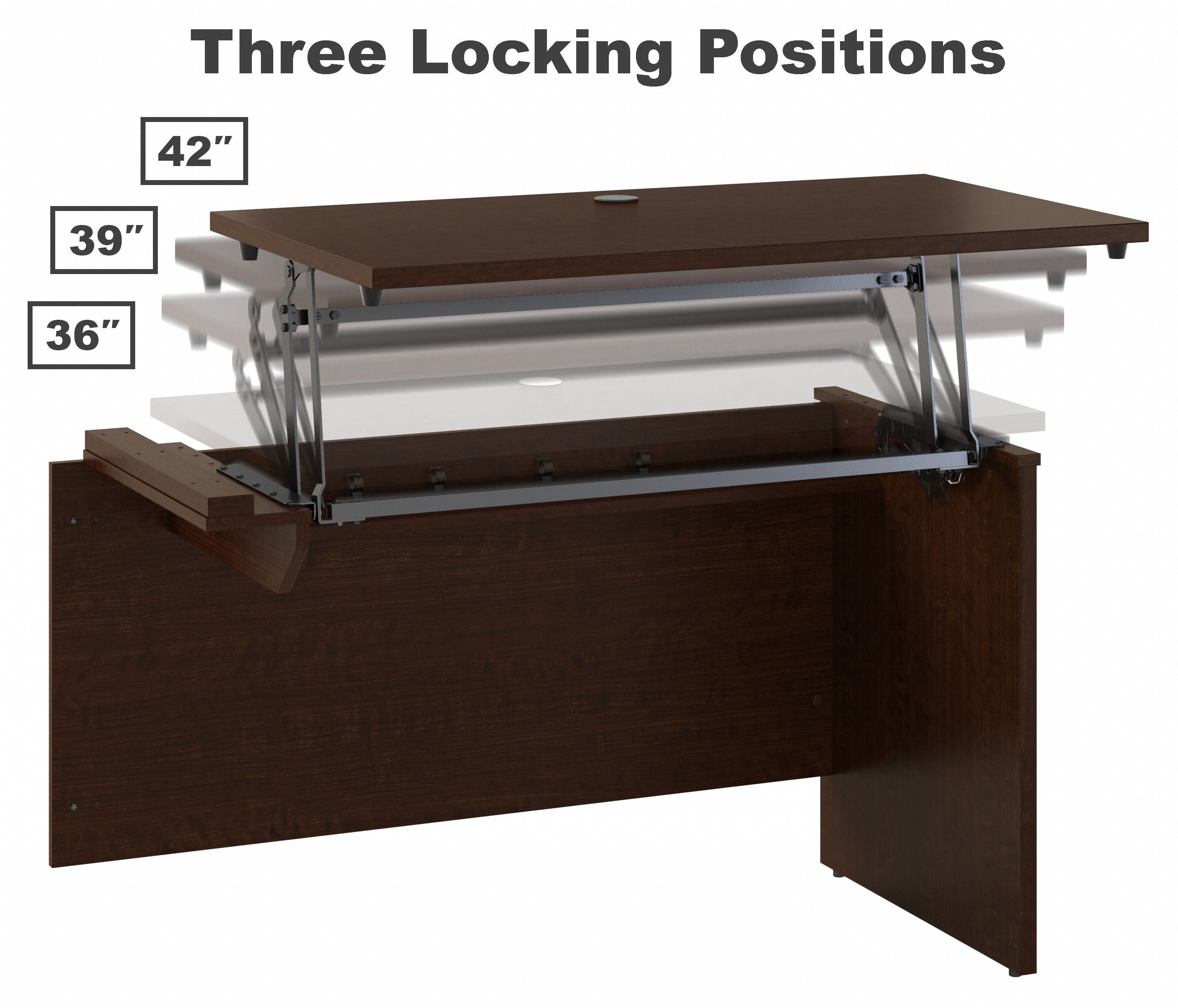 Bush Business Furniture Series C 72W x 30D 3 Position Sit to Stand L Shaped Desk with Mobile File Cabinet in Mocha Cherry - 71.1" Width x 72.01" Depth x 29.84" Height