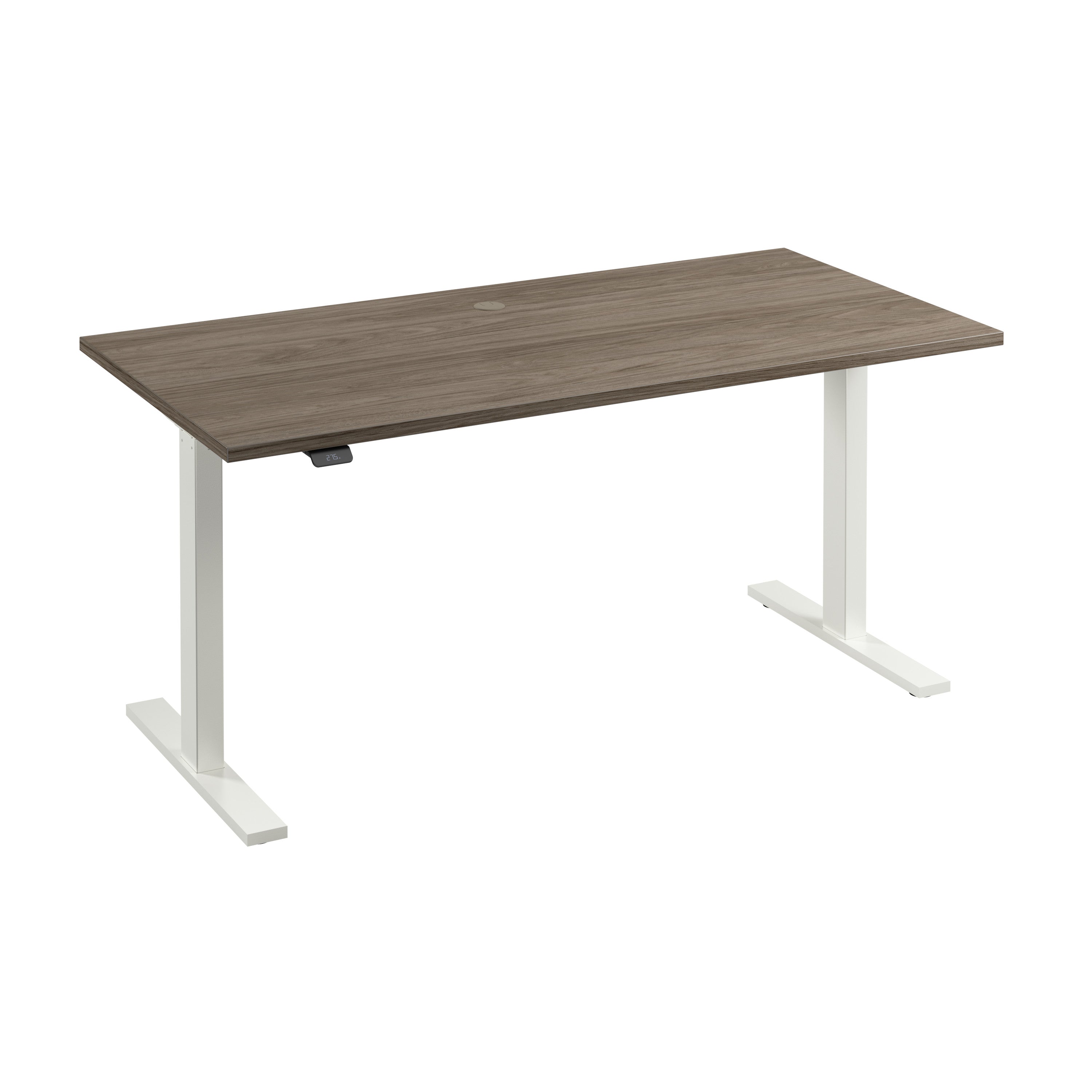 Bush Business Furniture Move 60 Series 60W x 30D Electric Height Adjustable Standing Desk in Modern Hickory with White Base - 59.45" Width x 29.37" Depth x 27.44" Height