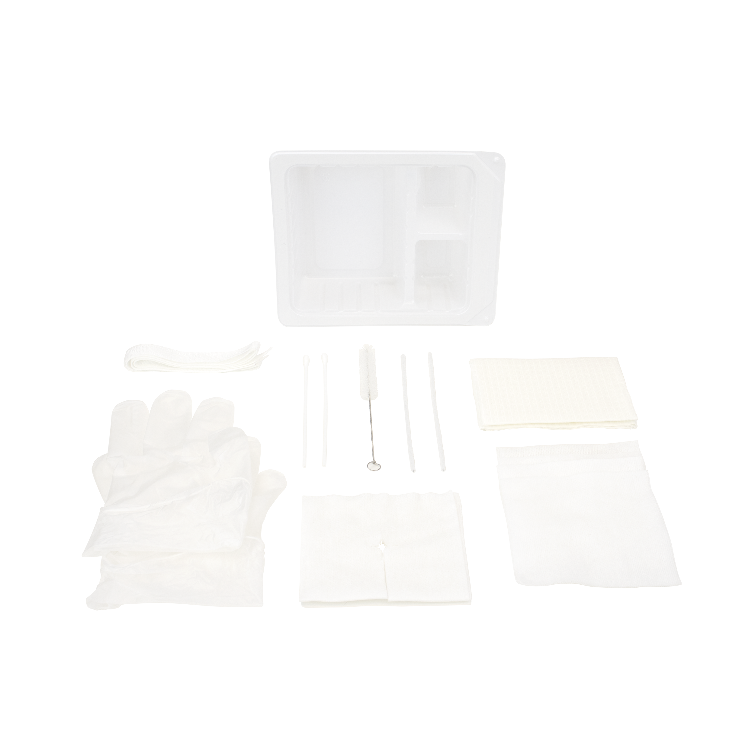 Tracheostomy Care Kit - Three Compartment Tray with Vinyl Gloves, 20 Quantity per Case