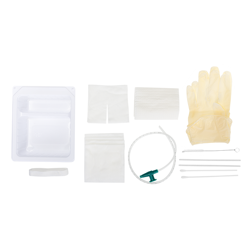 Tracheostomy Care Kit - Two Compartment Tray with Vinyl Gloves and 14FR Catheter, 20 Quantity per Case