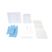 Tracheostomy Care Kit - Three Compartment Tray with Nitrile Gloves and Removable Plastic Basin, 20 Quantity per Case
