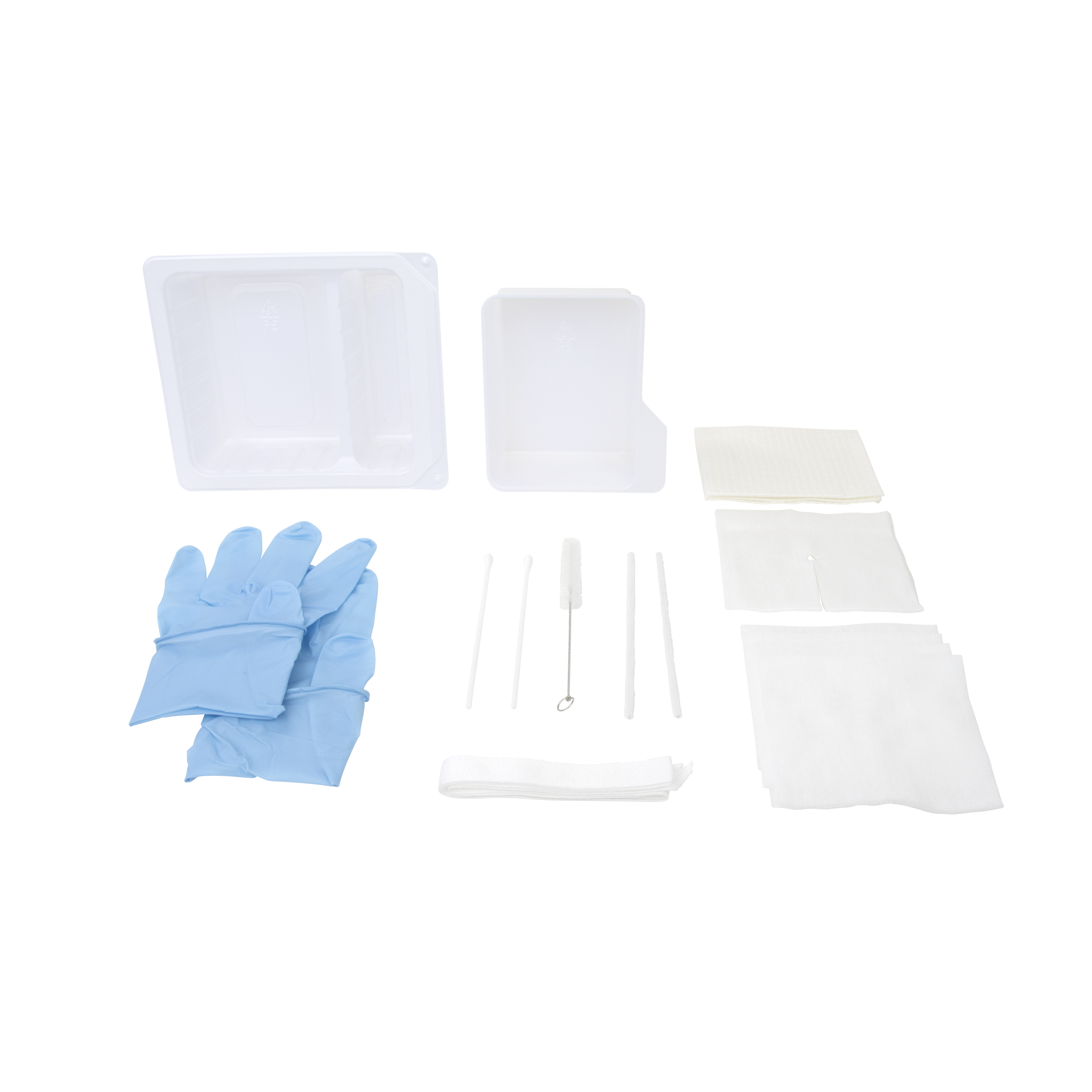 Tracheostomy Care Kit - Three Compartment Tray with Nitrile Gloves and Removable Plastic Basin, 20 Quantity per Case
