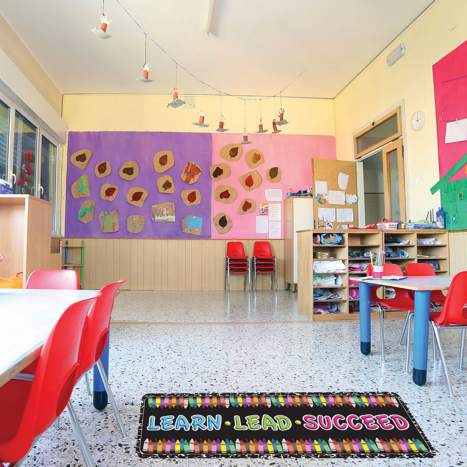 The Original Fun Mat™, Mat Runner, 15.5" x 47", Learn, Lead, Succeed, Crayon Composition