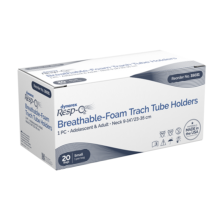 Breathable-Foam Trach Tube Holder, 1-Piece, Small/Adolescent & Adult, 9"-14" Neck Size - 20 Pieces per Box, 6 Boxes per Case