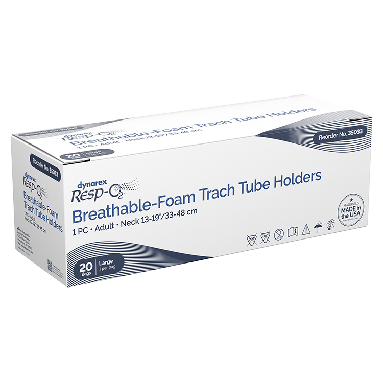 Breathable-Foam Trach Tube Holder, 1-Piece, Large/Adult, 13"-19” Neck Size - 20 Pieces per Box, 6 Boxes per Case