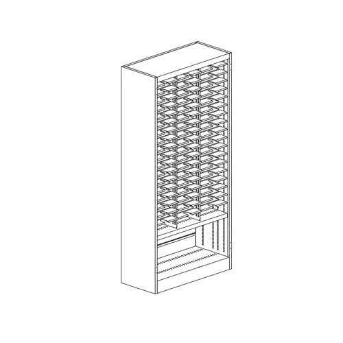 Sorter; 36"W x 80"H; 57 - 3"H x 12"D Pockets w/ Bottom Storage