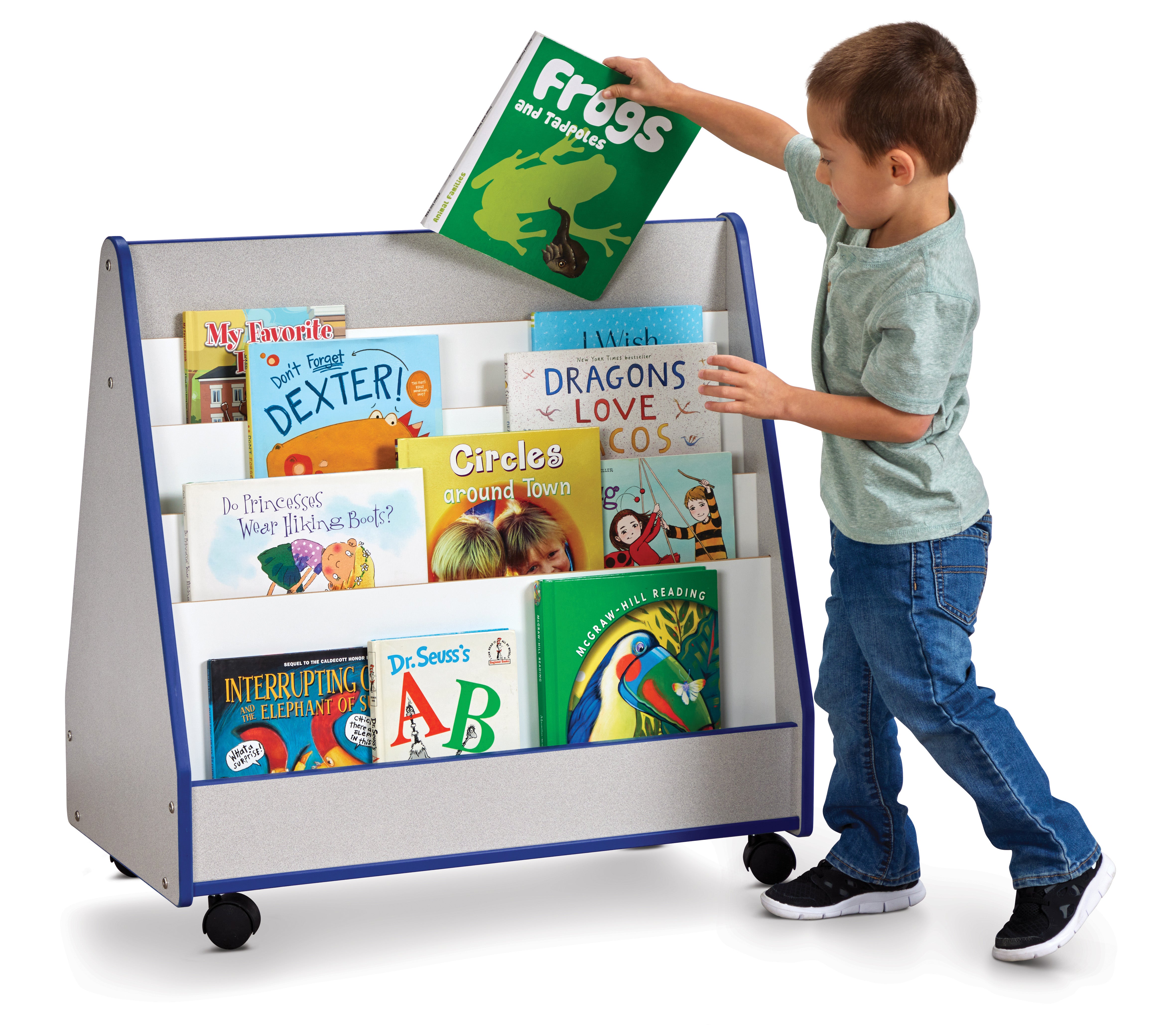 Rainbow Accents® Double Sided Pick-a-Book Stand - Mobile - Blue