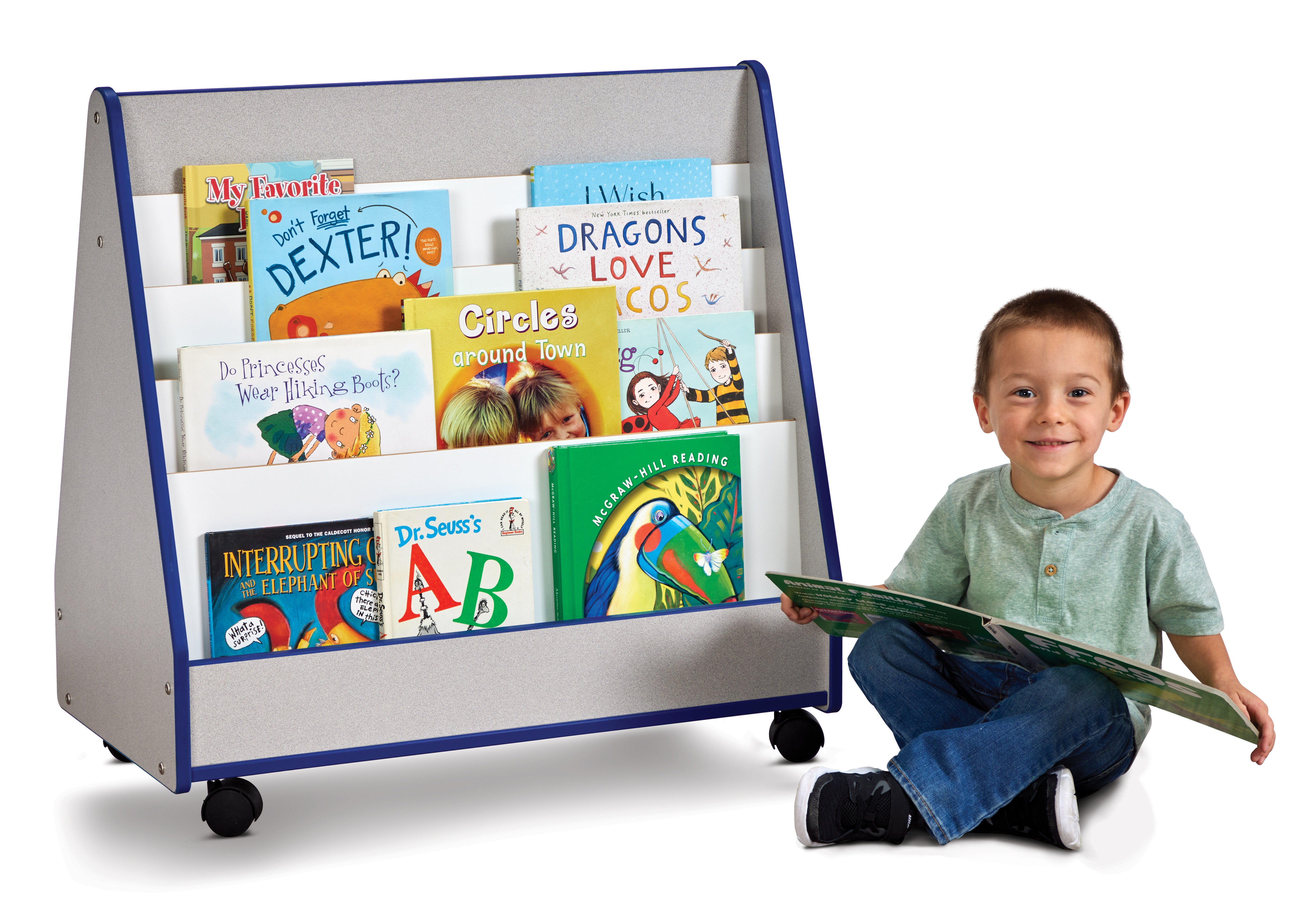 Rainbow Accents® Double Sided Pick-a-Book Stand - Mobile - Blue