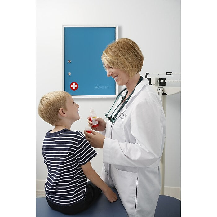 21 in. H x 16 in. W x 6 in. D Large Dual Lock Surface-Mount Medical Security Cabinet in Blue