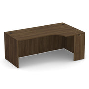 OfficeSource Laminate Right Desk Shell with Corner Extension - 71" X 30" - Modern Walnut