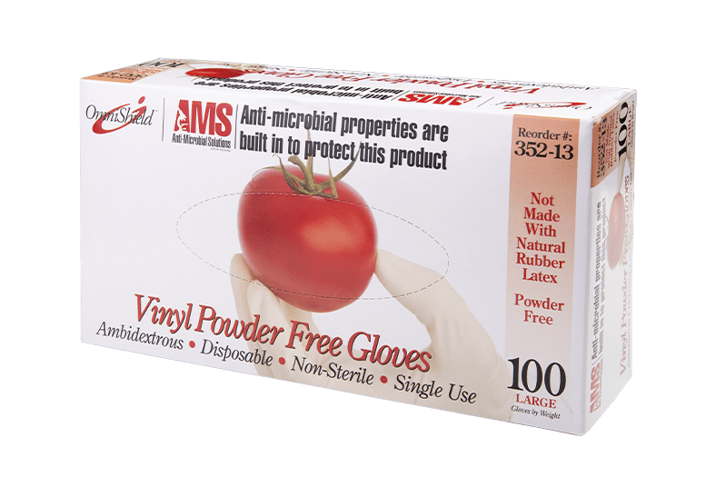 OmniShield Vinyl Powder Free Clear Food Service Gloves with AMS Technology (Large), 100 Pcs/Box, 10 Box/Cs