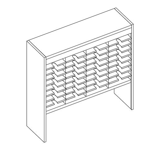 Mailflow Systems Sorter, Open Back w/ 15" Elevation; 36 Sorting Pockets 15”D without Plexi Doors