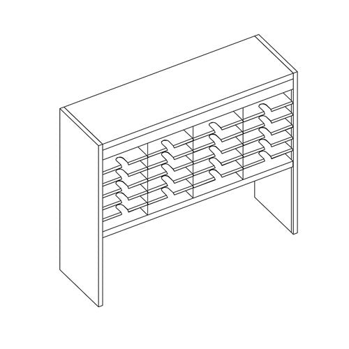 Mailflow Systems Sorter, Open Back w/17" Elevation; 24 Sorting Pockets 15”D without Plexi Doors