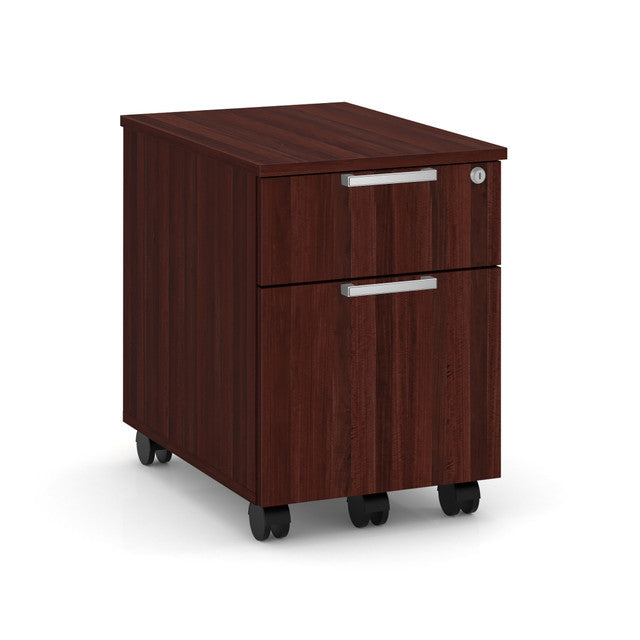 OfficeSource Laminate Mobile Box and File Pedestal - Mahogany