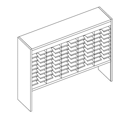 Mailflow Systems Sorter, Open Back w/ 15" Elevation; 45 Sorting Pockets 15”D without Plexi Doors