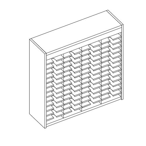Mailflow Systems Sorter, Open Back; 56 Sorting Pockets 15”D without Plexi Doors