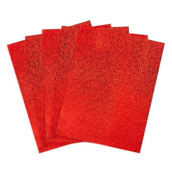 Holographic Self-Adhesive Paper - 8.5"x11" , 5 Sheets, Sparkle - Red