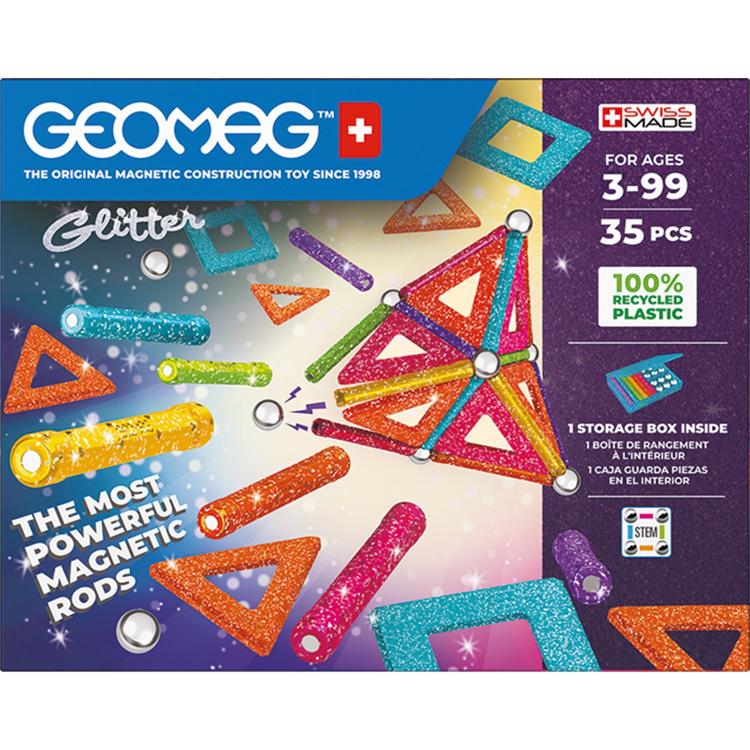 Geomag™ Glitter Magnetic Panels Building Set, 35 Pieces