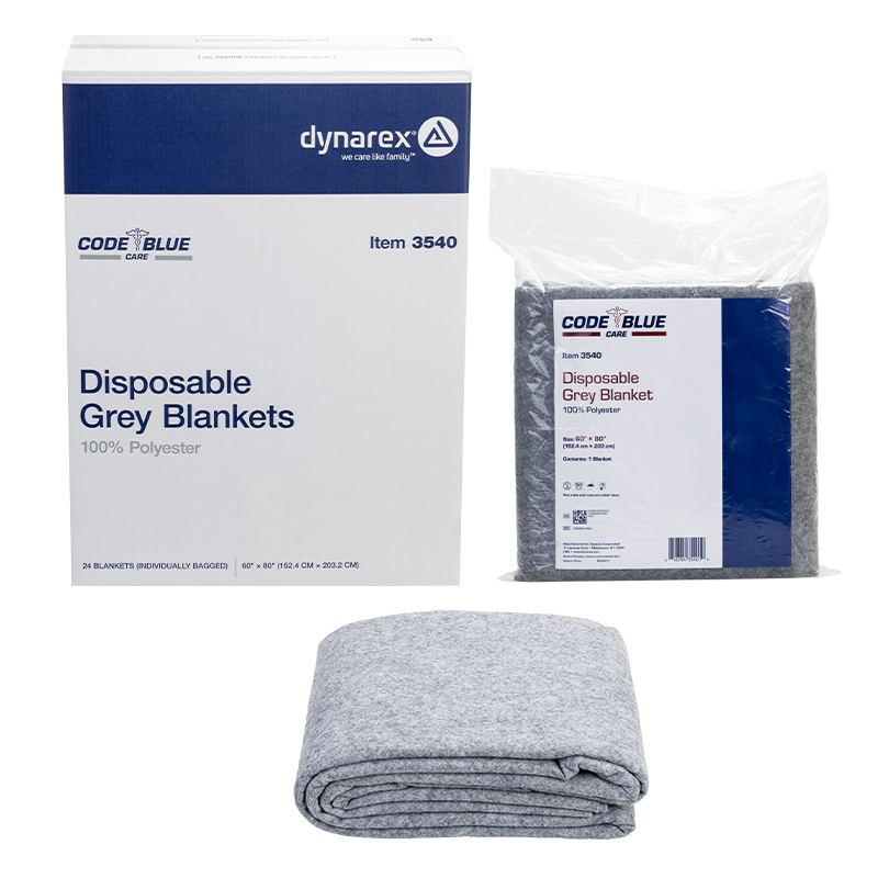 Disposable Grey Blanket - 100% Polyester, 60" x 80" - 24 Boxes per Case