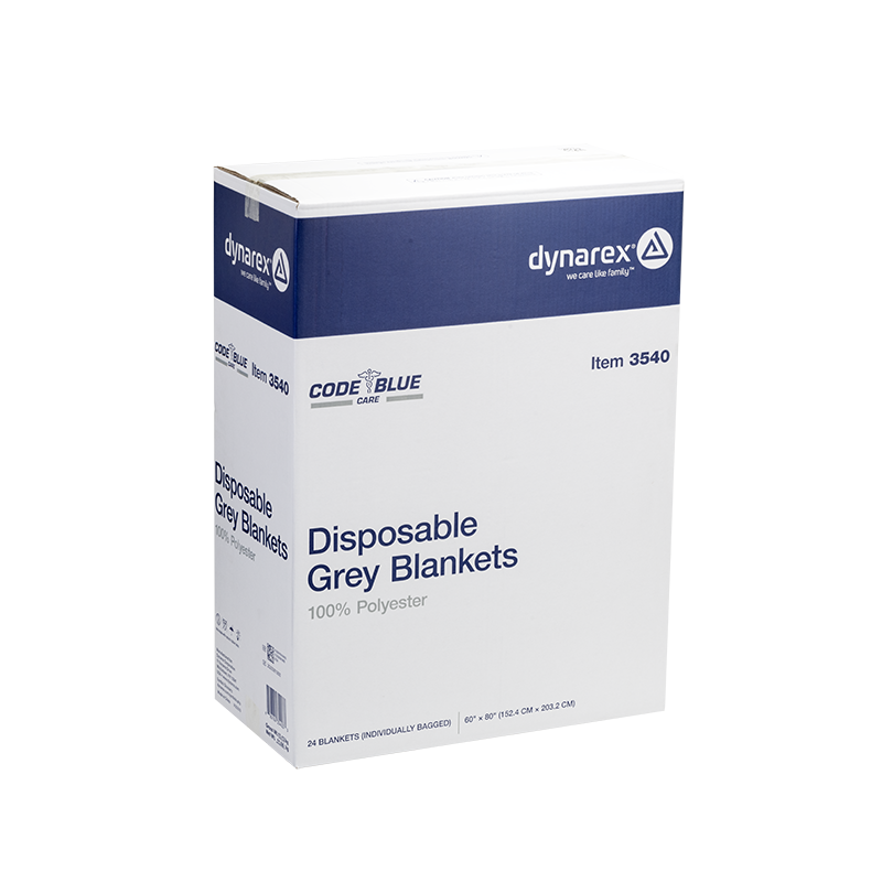 Disposable Grey Blanket - 100% Polyester, 60" x 80" - 24 Boxes per Case