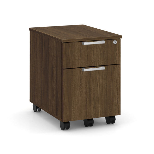 OfficeSource Laminate Mobile Box and File Pedestal - Modern Walnut