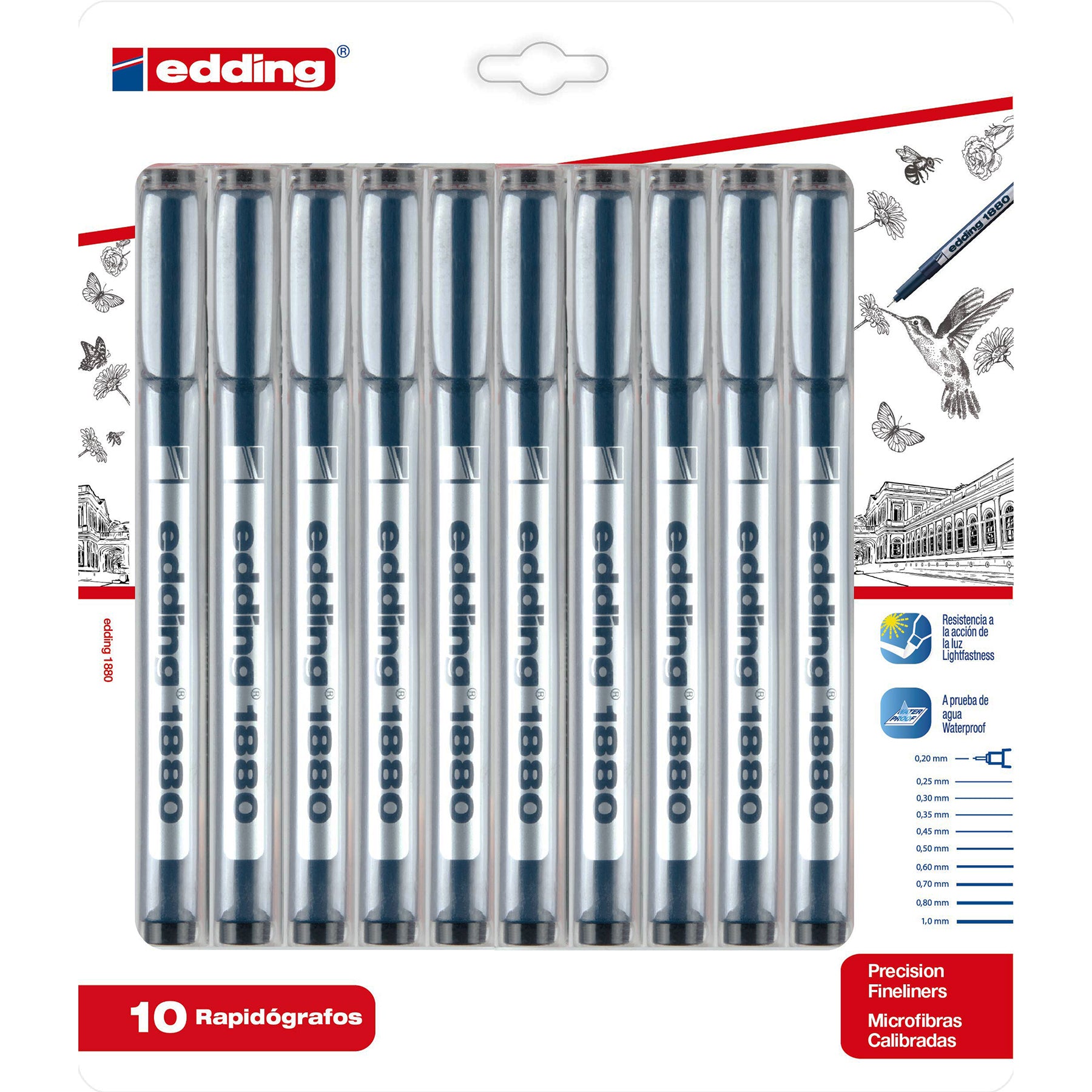 edding 1880 Drawliner - Set of 10 - Assorted