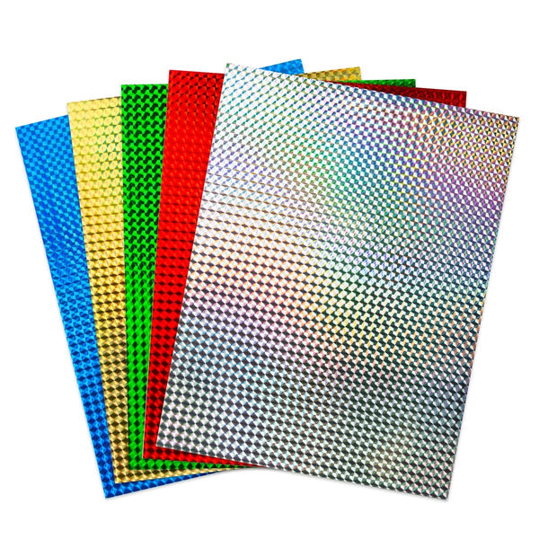 Holographic Card Stock - 8.5"x11" , 10pt, 5 Sheets, Plaid - Assorted