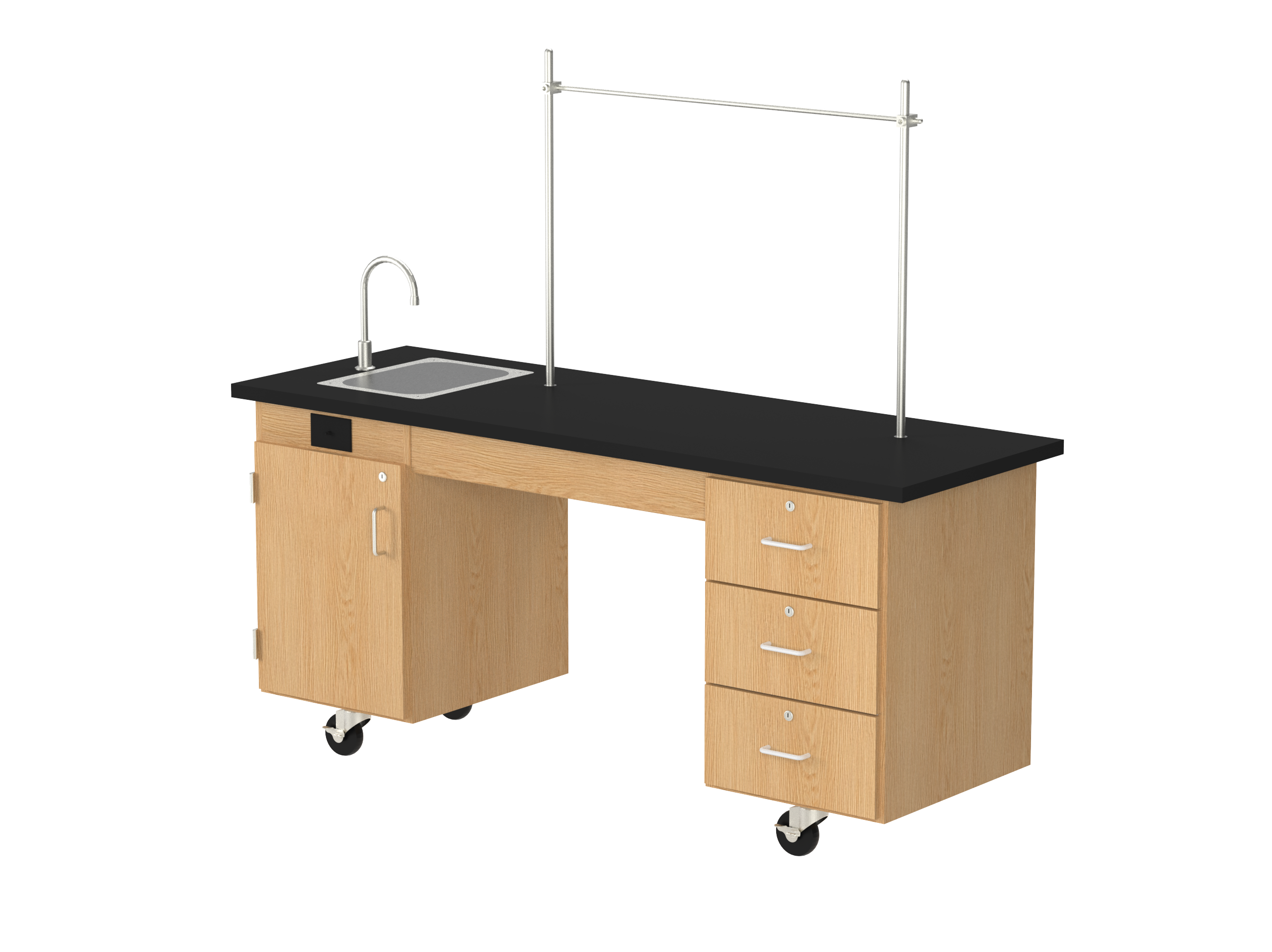 Kinetic ADA Lab Station - Red Oak, 72"W x 24"D x 33-1/2"H