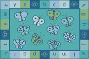KIDSoft 123 ABC Butterfly Fun Rug - 6ft x 9ft - Rectangle - Blue