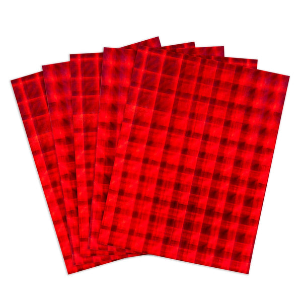 Holographic Card Stock - 8.5"x11" , 10pt, 5 Sheets, Plaid - Red